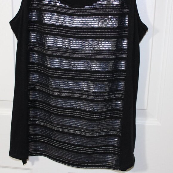 🎄Express Women's Sleeveless Sequins Tank, Camisole Black | Si… - Picture 5 of 8